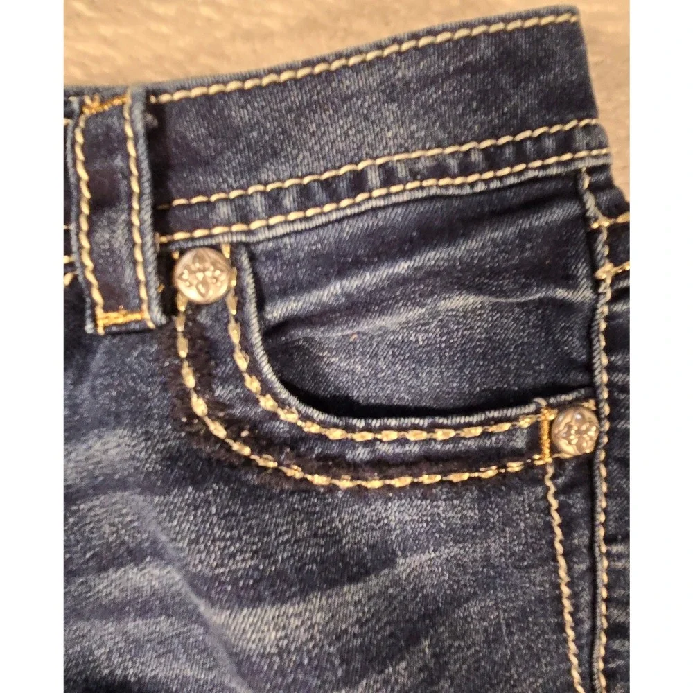 Miss Me‎ Womens Dark Wash Fleur De Lis Embroidered Skinny Jeans JP5576S2 Size 26